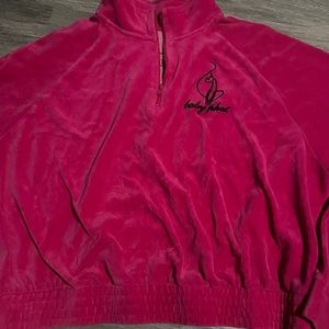Forever 21 Baby Phat hot pink velour half zip crop jacket hoodie plus size Y2K